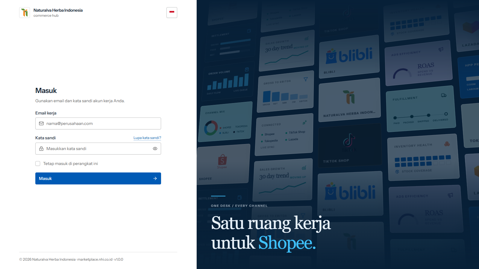 Tampilan proyek Marketplace Commerce Hub