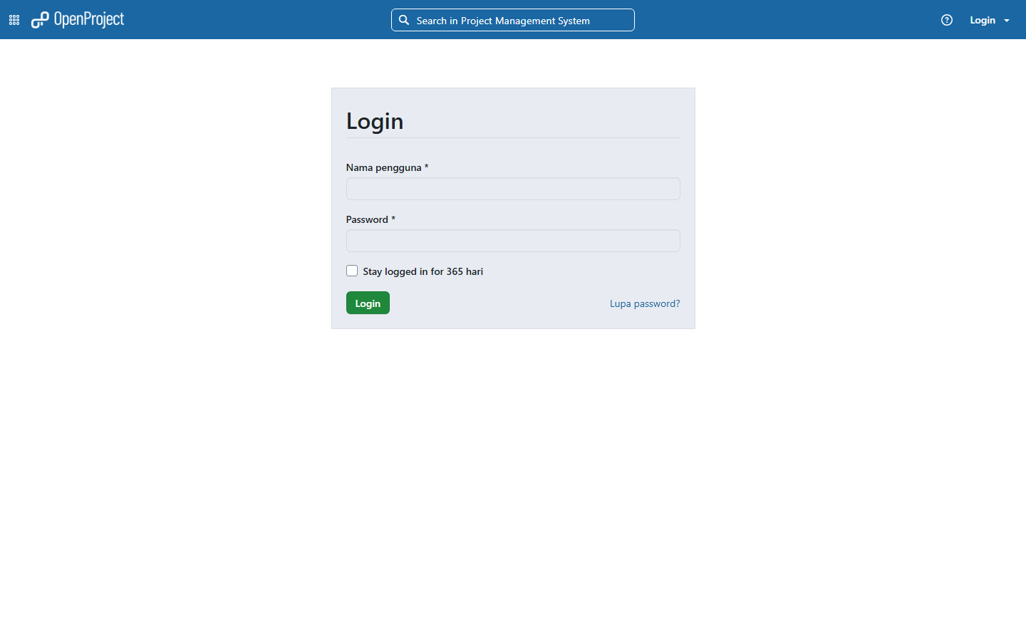 Tampilan proyek OpenProject Delivery Platform