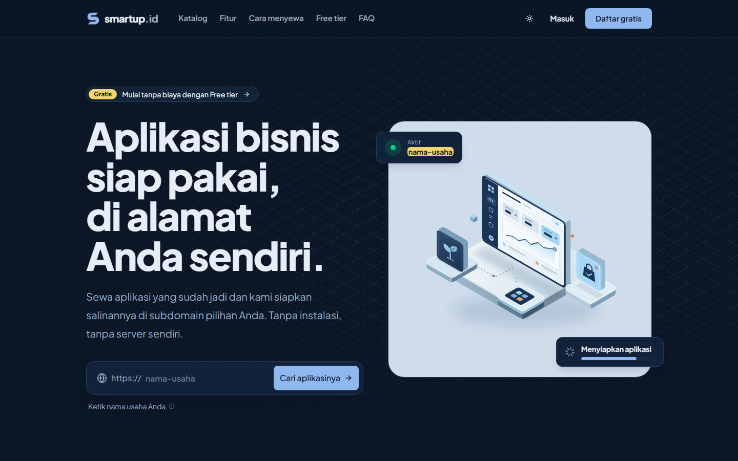 Tampilan proyek Smartup Application Rental Platform